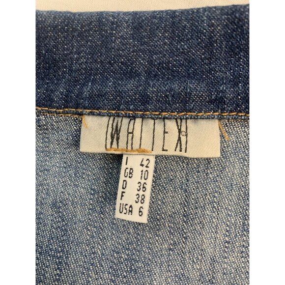 Cropped Moto Denim Jacket With Asymmetrical Zipper For Women Size 6 Small - Picture 9 of 9